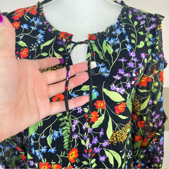 Maeve Anthro Jacquin Floral Business Casual Colorful Puff Sleeves Peasant Blouse - Picture 10 of 15